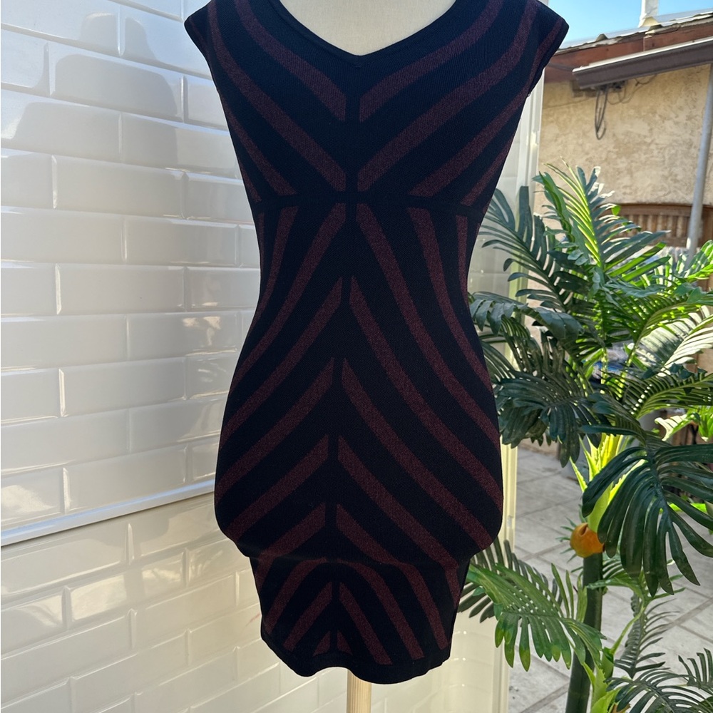 Elegant Black and Red Striped Women's Dress